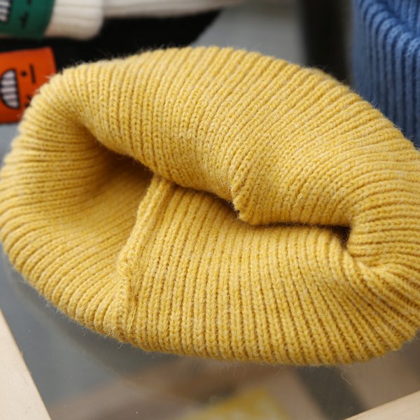 South Korea With The Same Paragraph Candy Color Expression Cloth Label Children's Knitted Hats